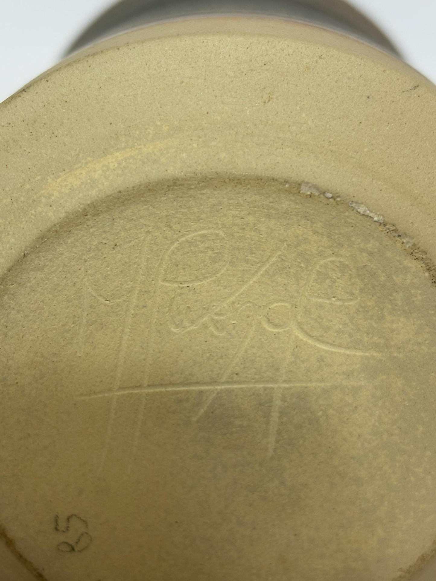 Studio Pottery Stoneware Vase – Grey & Sand Ombré Glaze - Signed