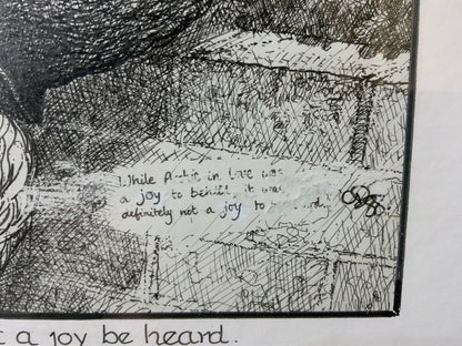 Pair of Humorous Pen Drawings — “Neighbourhood Watch” & “Bopp in Love …” (signed OD, 1988)
