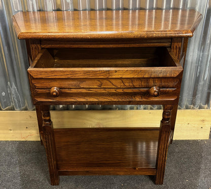 Mid‑20th Century Oak Credence Table with Drawer & Shelf