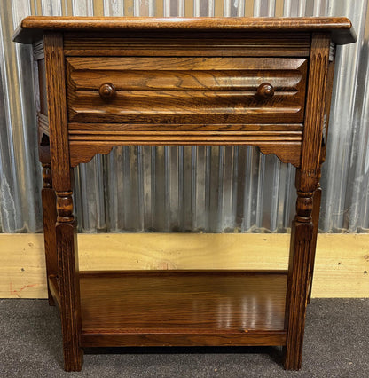 Mid‑20th Century Oak Credence Table with Drawer & Shelf