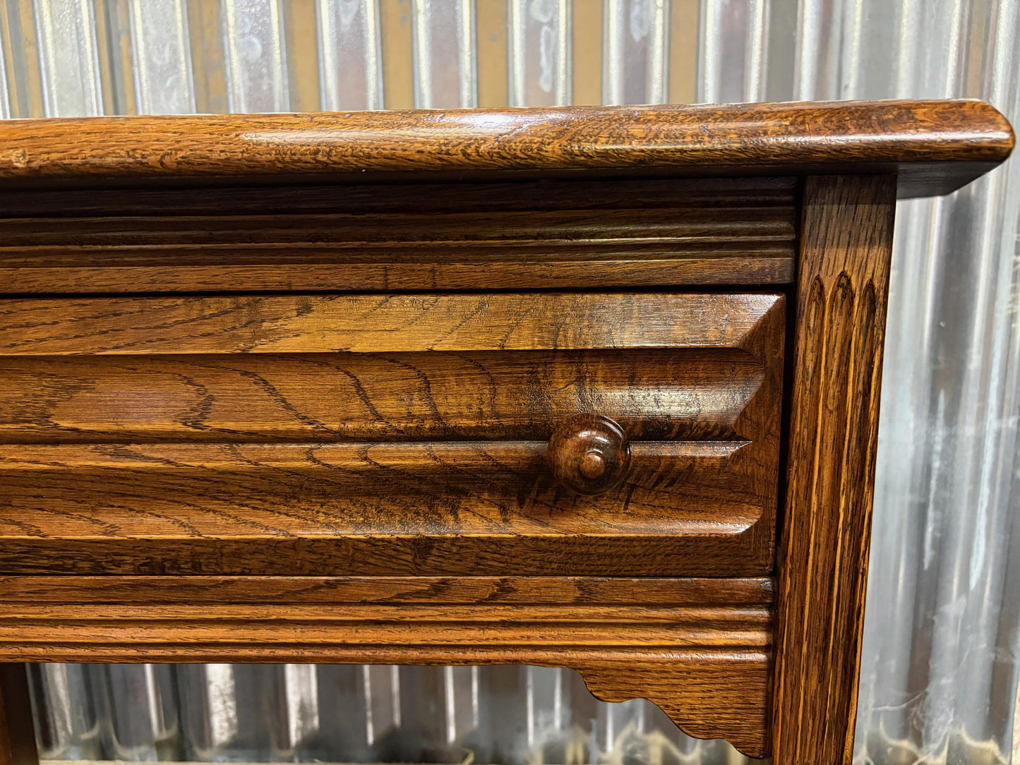 Mid‑20th Century Oak Credence Table with Drawer & Shelf