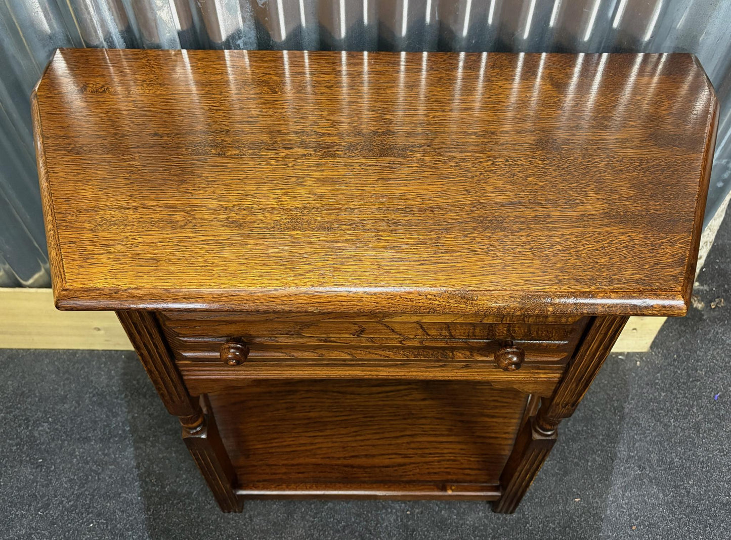 Mid‑20th Century Oak Credence Table with Drawer & Shelf
