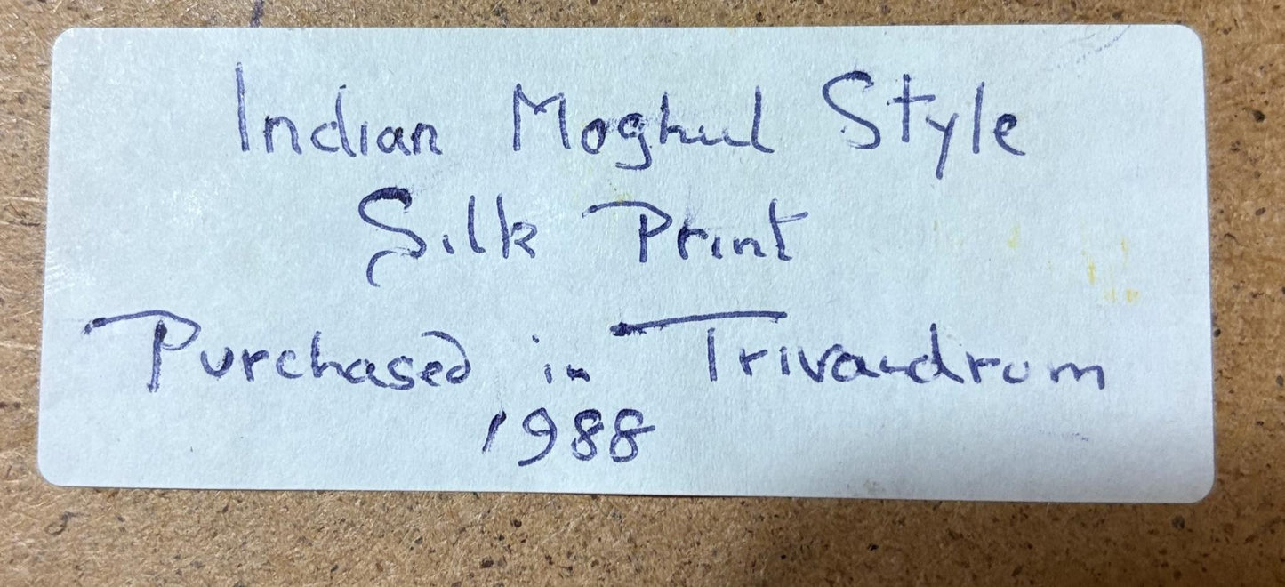 Pair of Mughal‑Style Silk Paintings, “Tiger Hunt”, India, c. 1985–1990