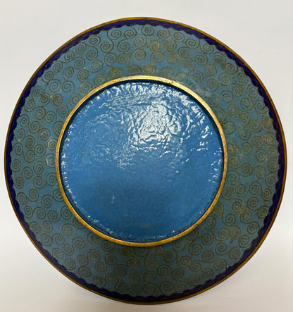 Meiji Japanese Cloisonné Wall Charger, Kyoto School, Chrysanthemums and Butterfly, 30.5cm