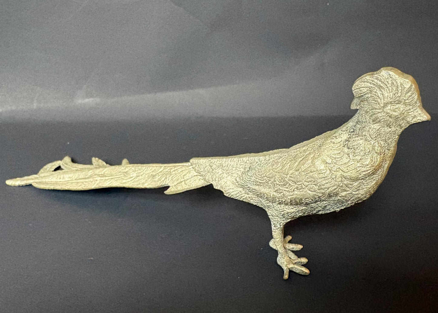 Pair of Silver‑Plated Pheasant Ornaments, c.1950s–70s, 20 cm