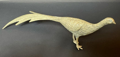 Pair of Silver‑Plated Pheasant Ornaments, c.1950s–70s, 20 cm