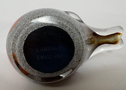 Vintage Langham Glass Robin Paperweight – Hand‑Blown Art Glass Bird, Made in England