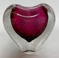 Heart Vase in Ruby Pink Cased Glass - Murano-Style Bullicante – Mid-Century Modern Art Glass
