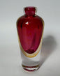 Mid‑Century Sommerso Cased Glass Bottle Vase – Cranberry & Amber