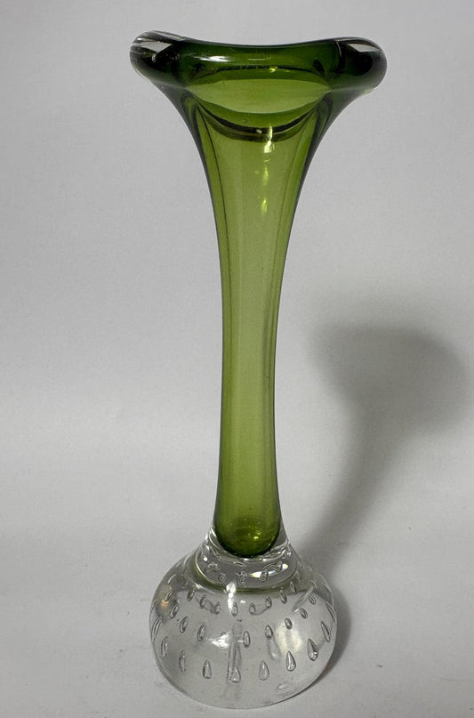 Mid‑Century Swedish Åseda (Aseda) Art Glass “Jack in the Pulpit” Vase – Green