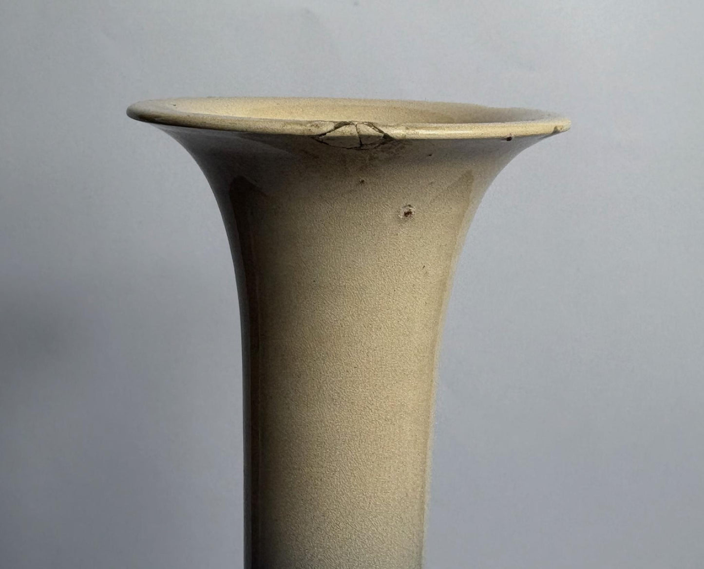 Kyoto Ware Bottle Vase – Blue to Cream Ombré Glaze - Japanese Meiji Period