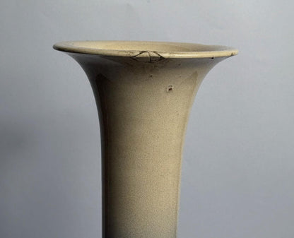 Kyoto Ware Bottle Vase – Blue to Cream Ombré Glaze - Japanese Meiji Period