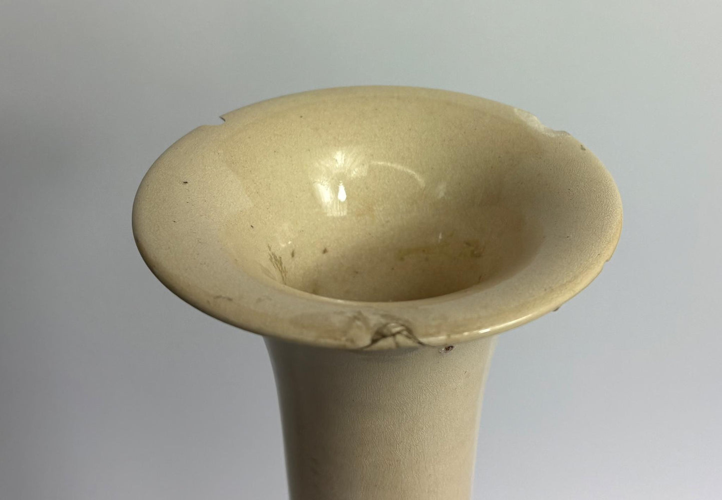 Kyoto Ware Bottle Vase – Blue to Cream Ombré Glaze - Japanese Meiji Period