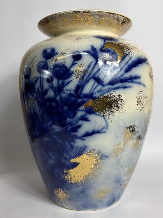 Thomas Forester “Phoenix Ware” Flow Blue Vase, c.1900 – Staffordshire Art Pottery - Large Antique