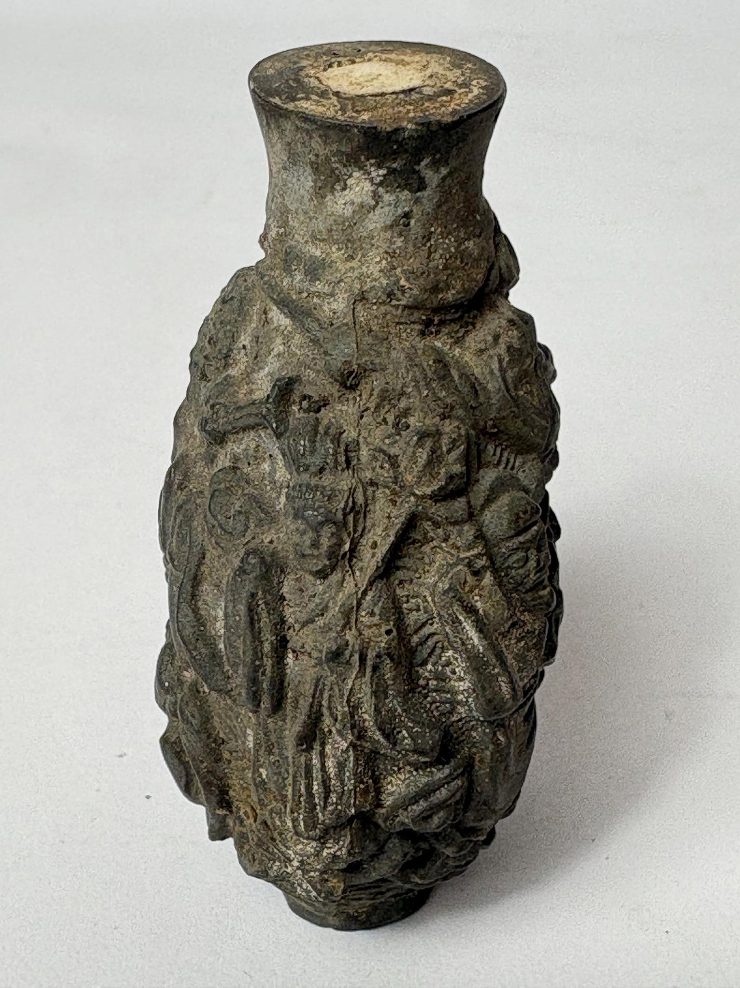 Snuff Bottle - Chinese – Patinated Metal Relief Immortals Scene (Qing/Republic Style)