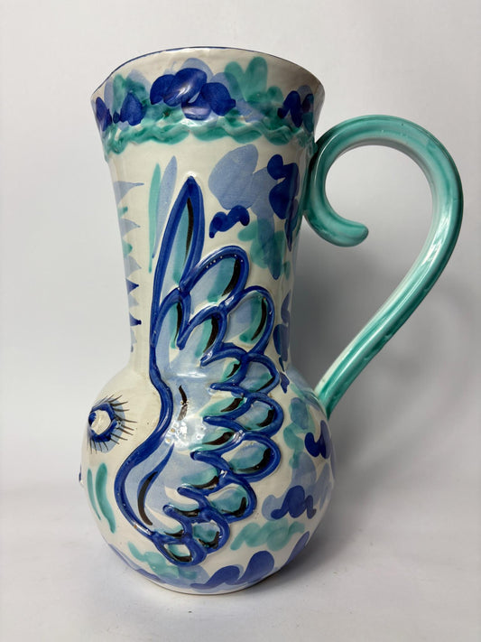 Ceramic Pitcher Jug – Picasso-Inspired - Hand Painted Blue & Turquoise