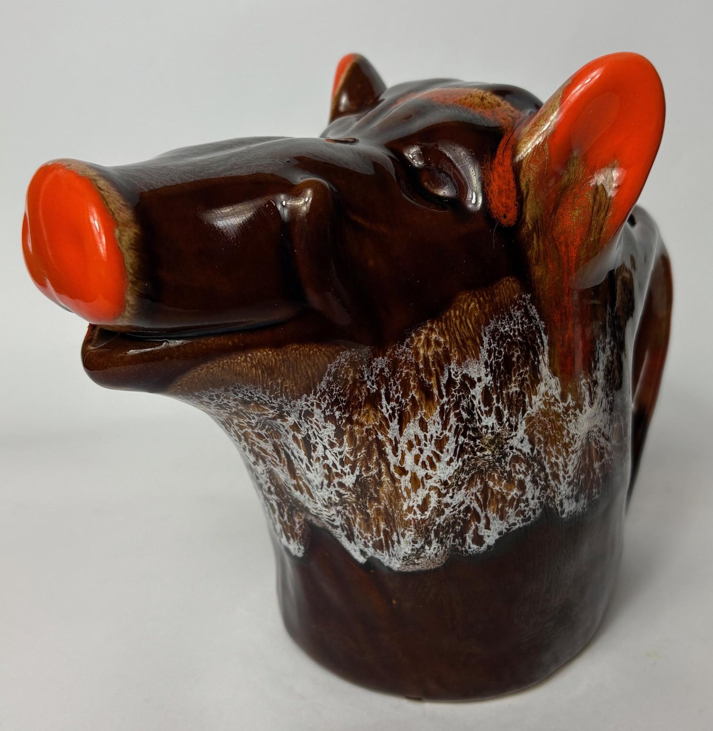 Vallauris Boar’s Head Jug / Pitcher - “Lava” Glaze – Mid-Century