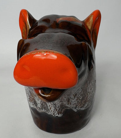 Vallauris Boar’s Head Jug / Pitcher - “Lava” Glaze – Mid-Century