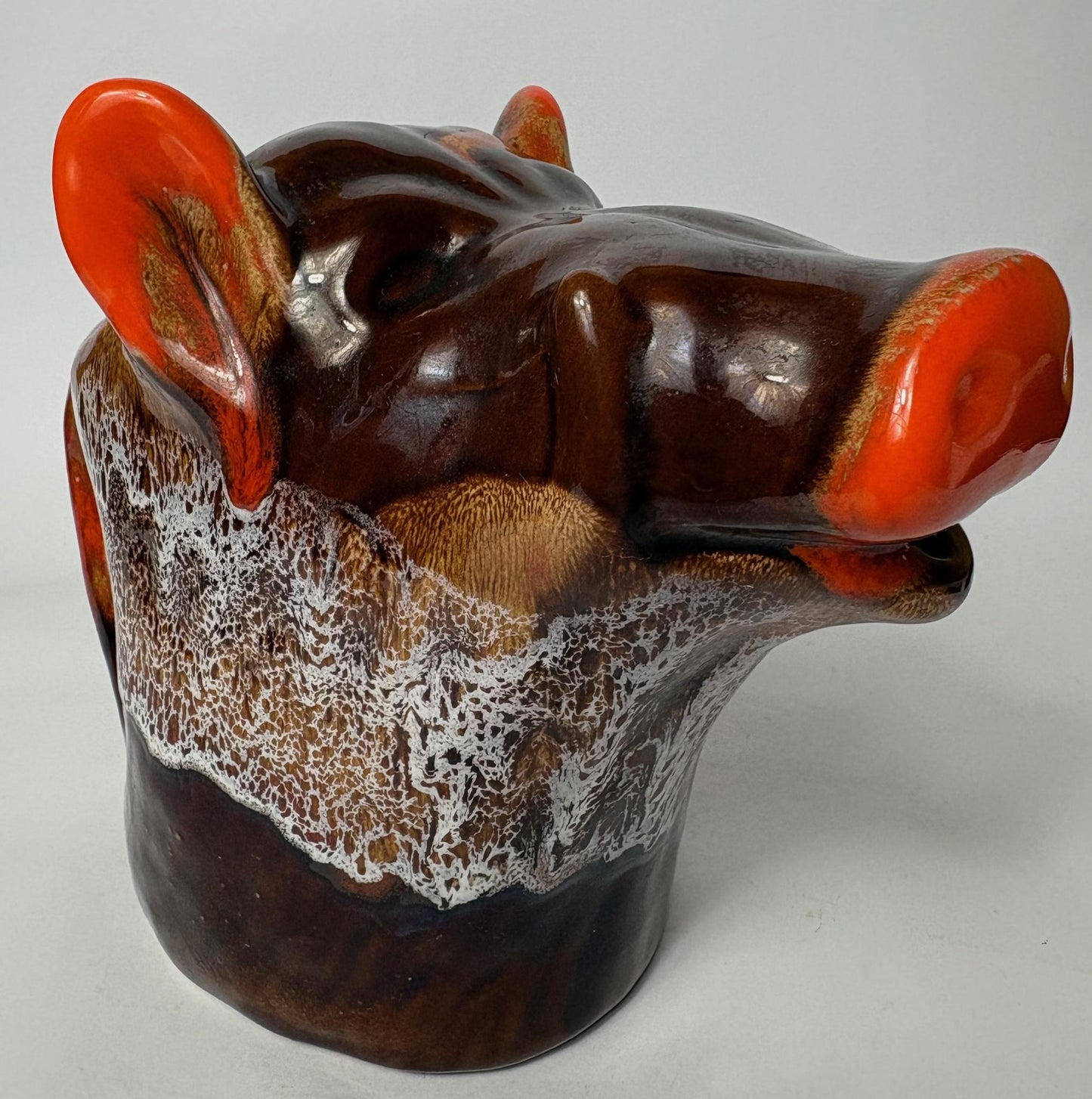 Vallauris Boar’s Head Jug / Pitcher - “Lava” Glaze – Mid-Century