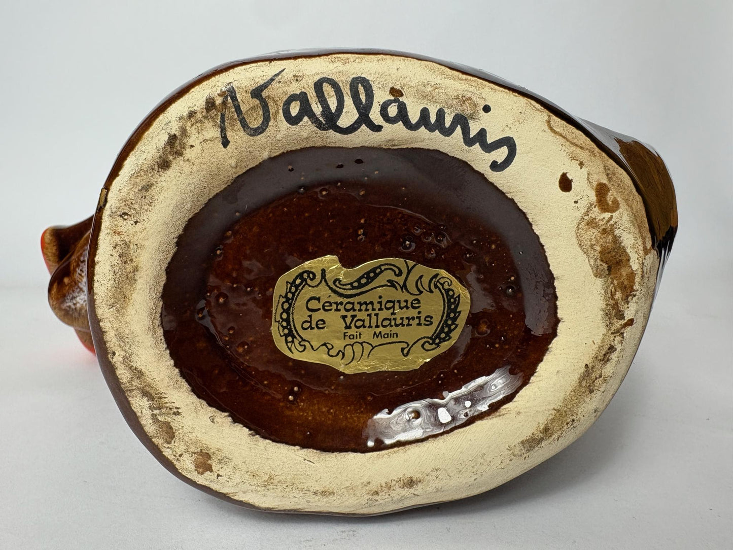 Vallauris Boar’s Head Jug / Pitcher - “Lava” Glaze – Mid-Century