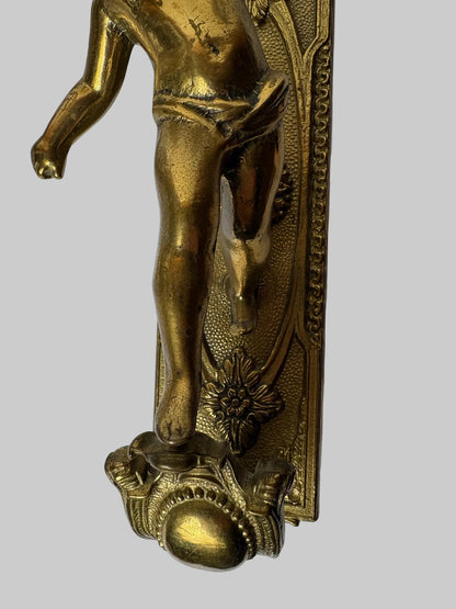 Pair of Antique Gilt Brass Figural Wall Sconces  / Candle-Style Wall Lights (31cm)